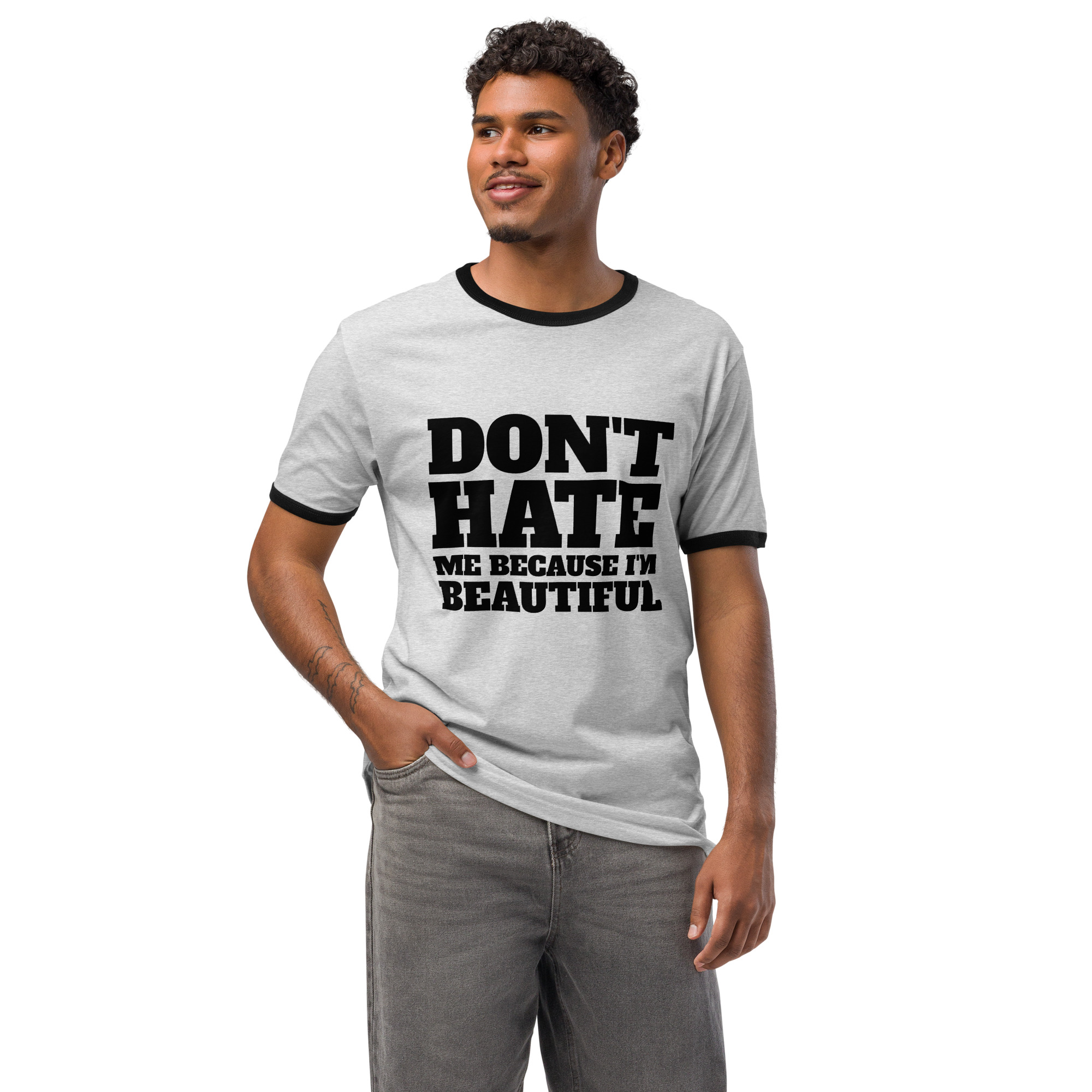 unisex-ringer-t-shirt-heather-gray-black-front-68f671b3794fejpg - Brainblaze Advertising + Design